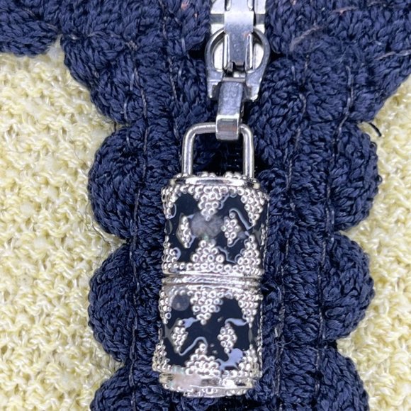 St. John Collection Knit Zip Jacket, Butter Yellow w/ Navy Ric Rac Trim , Size 6 - Picture 6 of 10